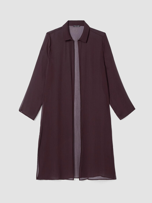 Crinkled Sheer Silk Classic Collar Jacket