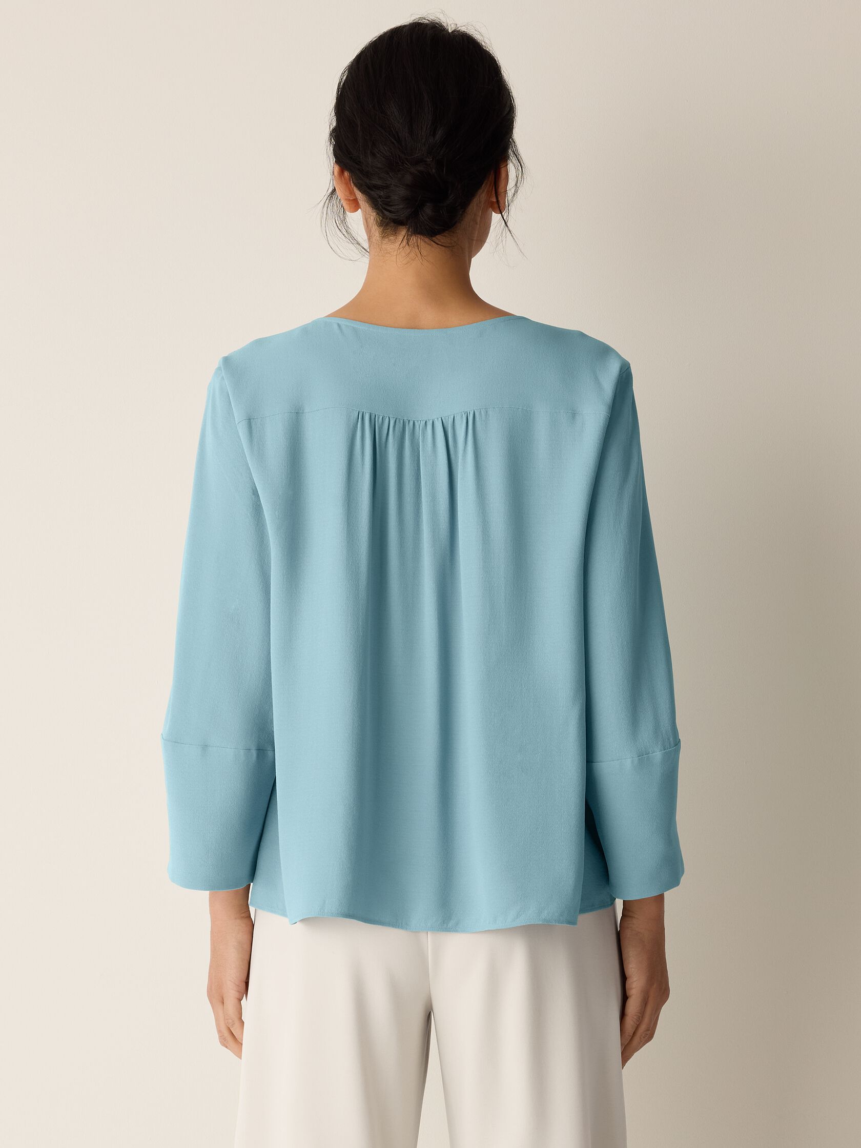 Silk Georgette Crepe V-Neck Top