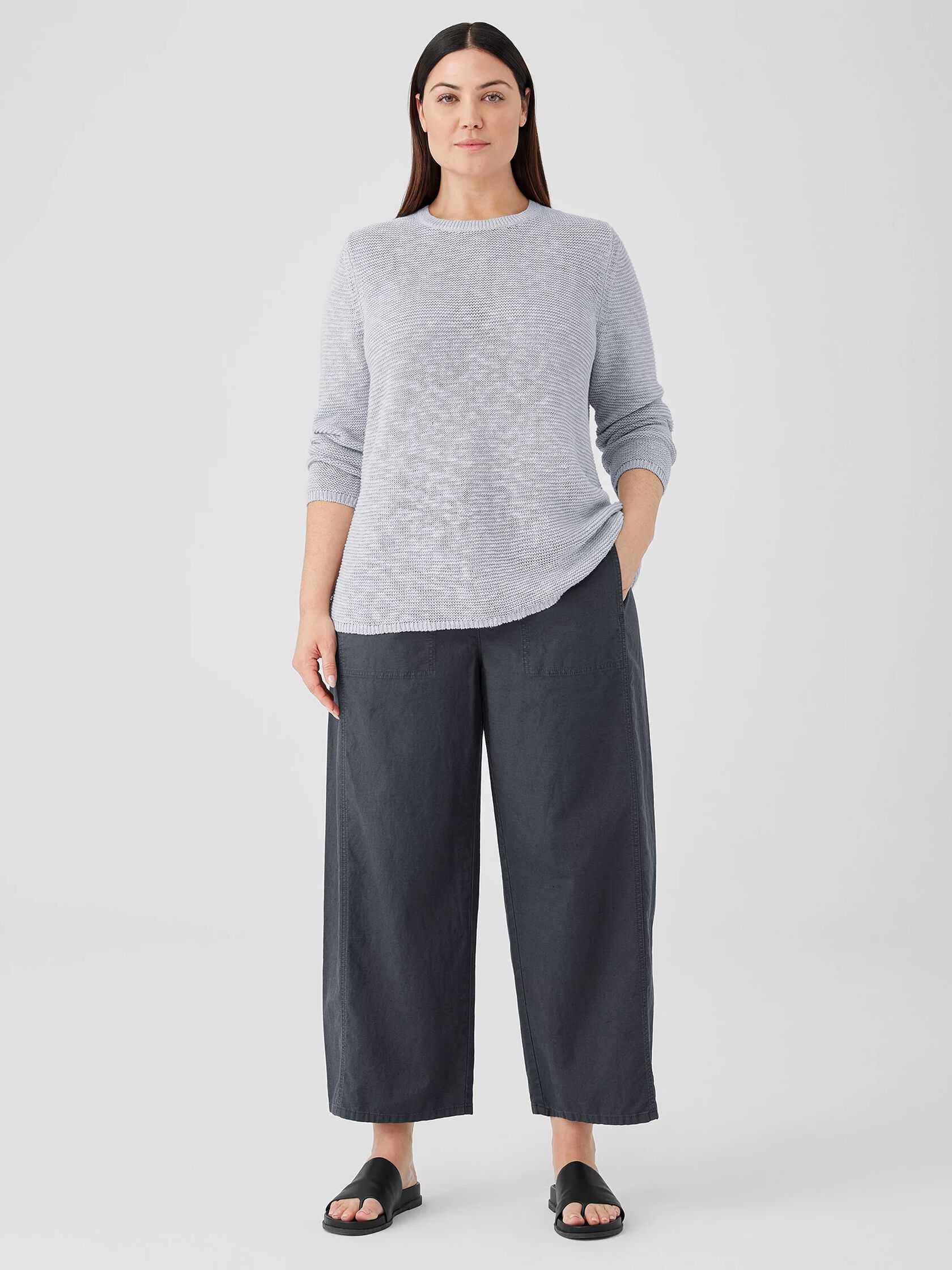 Cotton Hemp Stretch Wide-Leg Pant