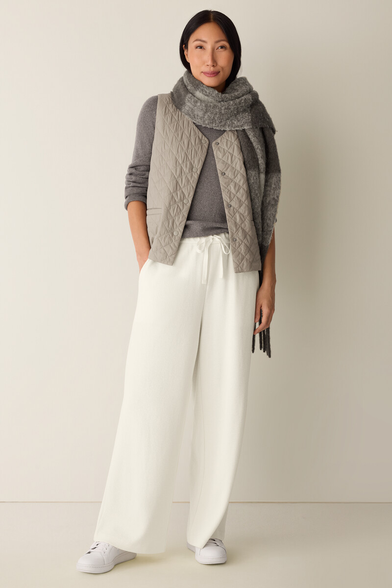 Waffle Cotton Blend Doubleknit Wide-Leg Pant Waffle Cotton Blend Doubleknit Wide-Leg Pant