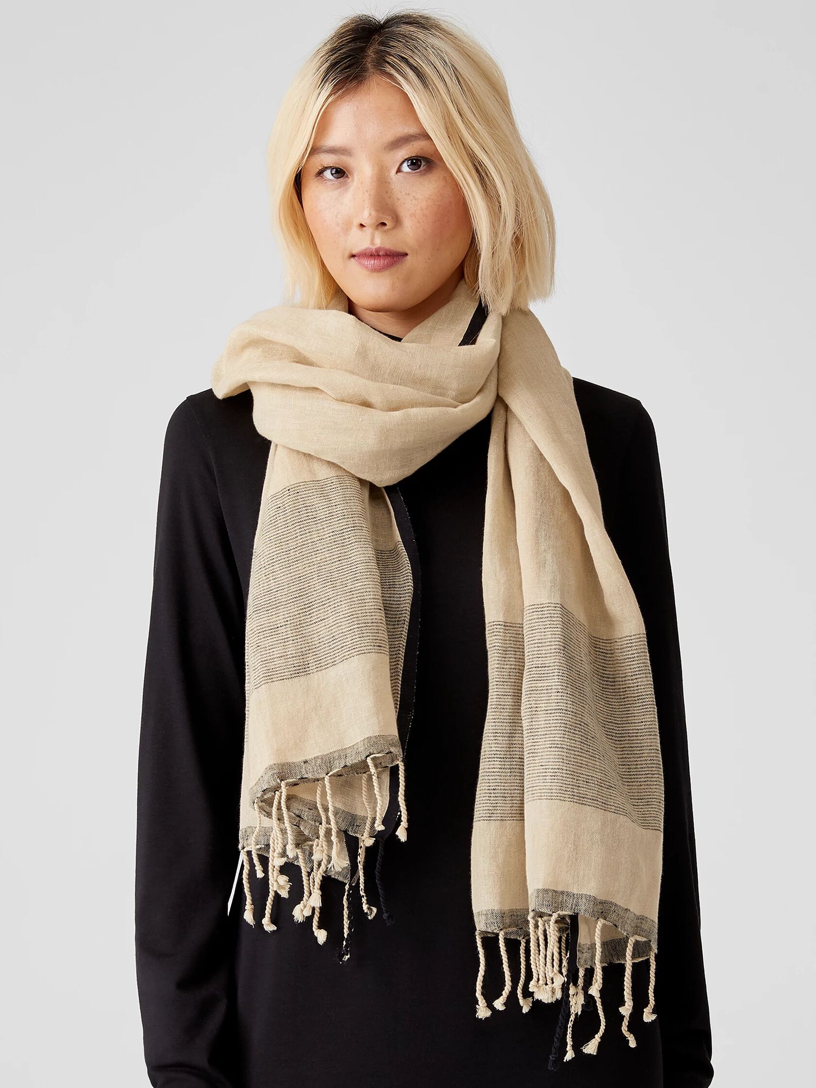 Organic Linen Cotton Striped Scarf