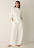 Waffle Cotton Blend Doubleknit Funnel Neck Box-Top