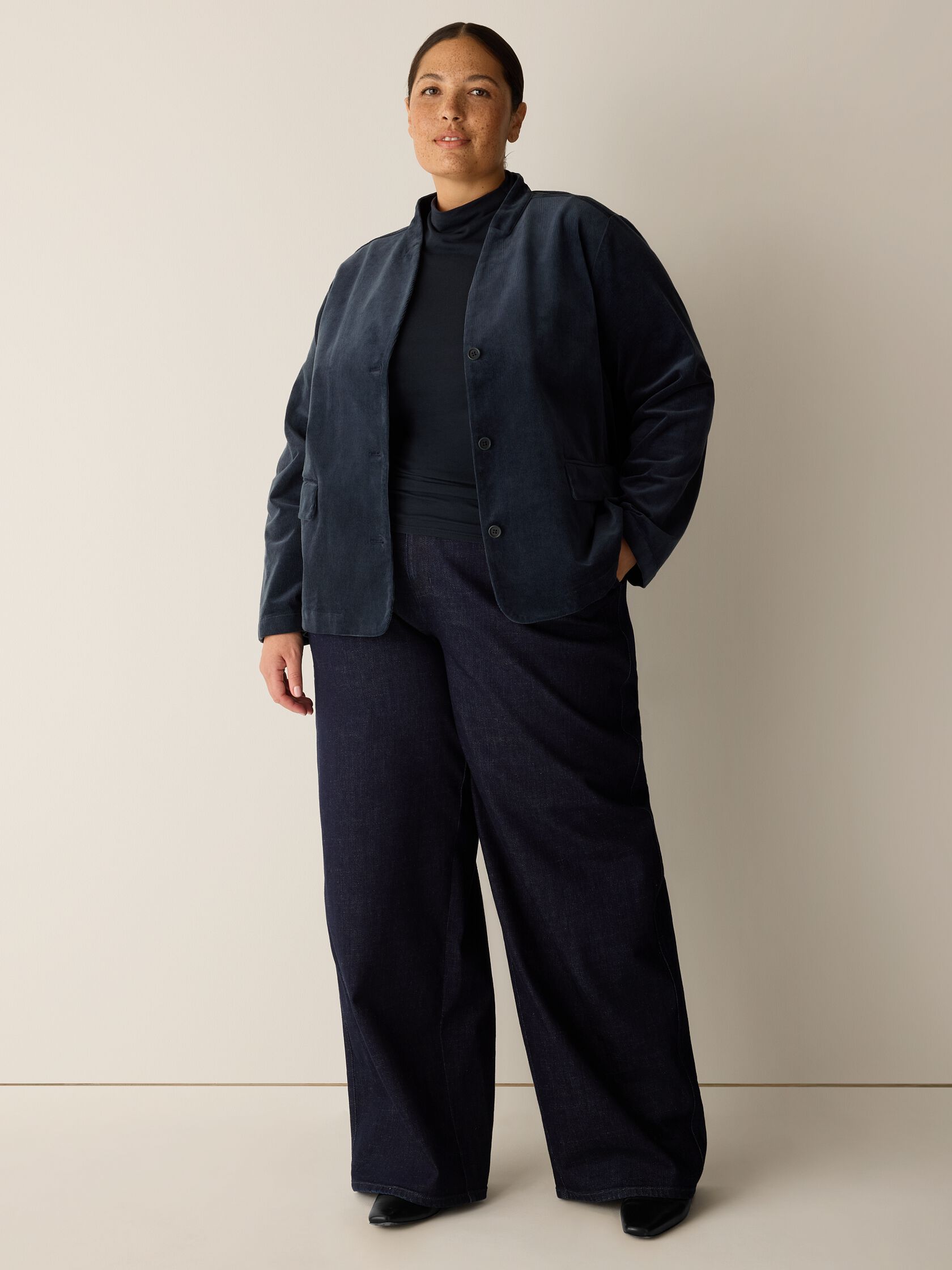 Organic Cotton Stretch Corduroy High Collar Jacket