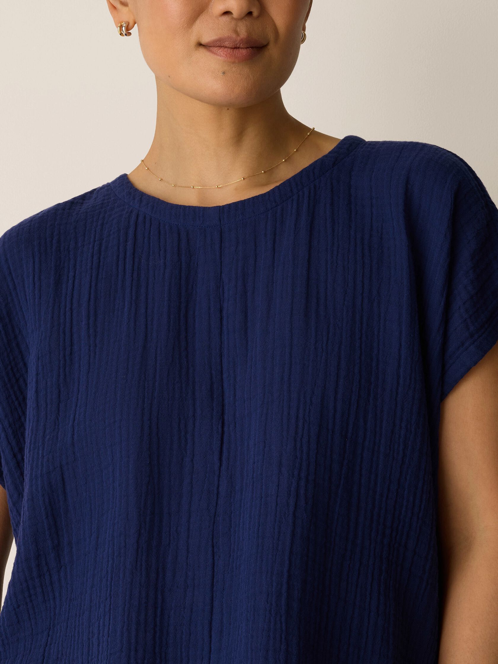 Organic Cotton Lofty Gauze Round Neck Box-Top