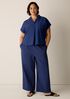 Stretch Organic Cotton Poplin Wide-Leg Pant
