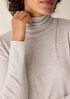 Mélange Sheer Cotton Blend Knit Turtleneck Top