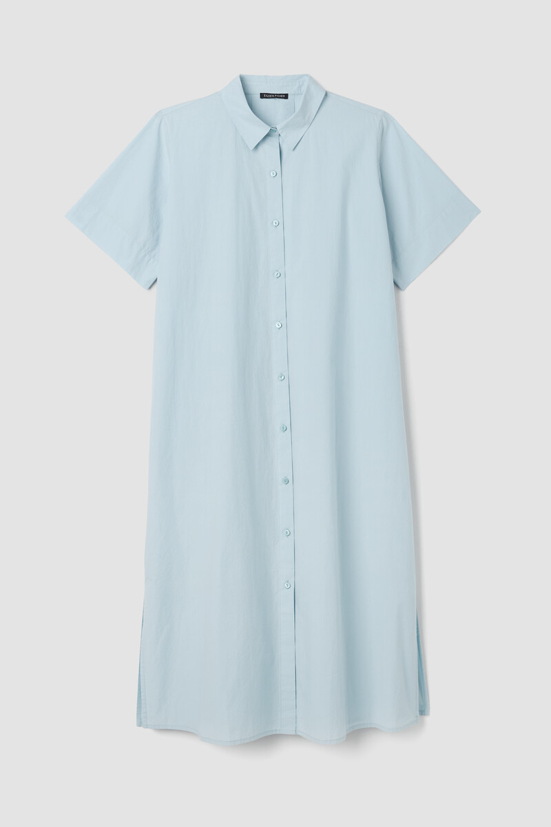 Washed Organic Cotton Poplin Classic Collar Shirtdress Washed Organic Cotton Poplin Classic Collar Shirtdress