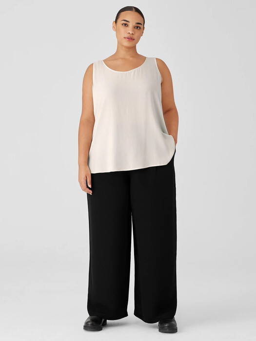 Silk Double Crepe Wide-Leg Pant