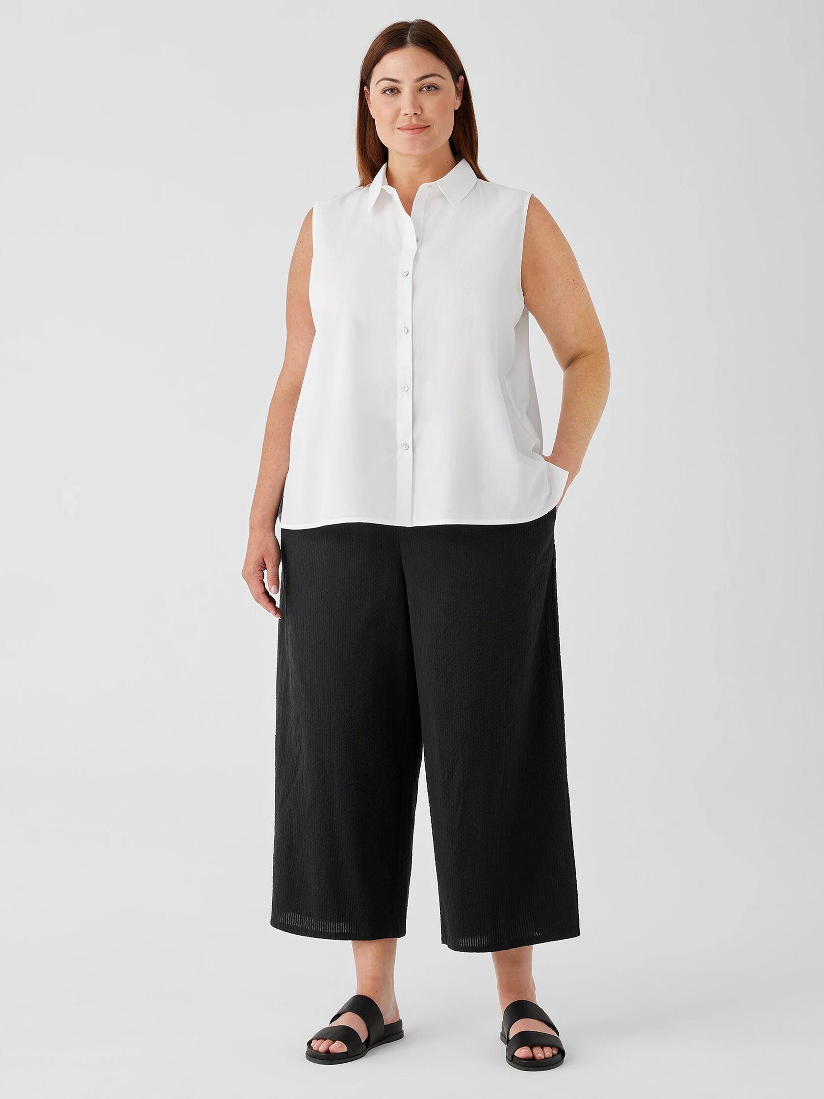 Organic Cotton Ripple Wide-Leg Pant