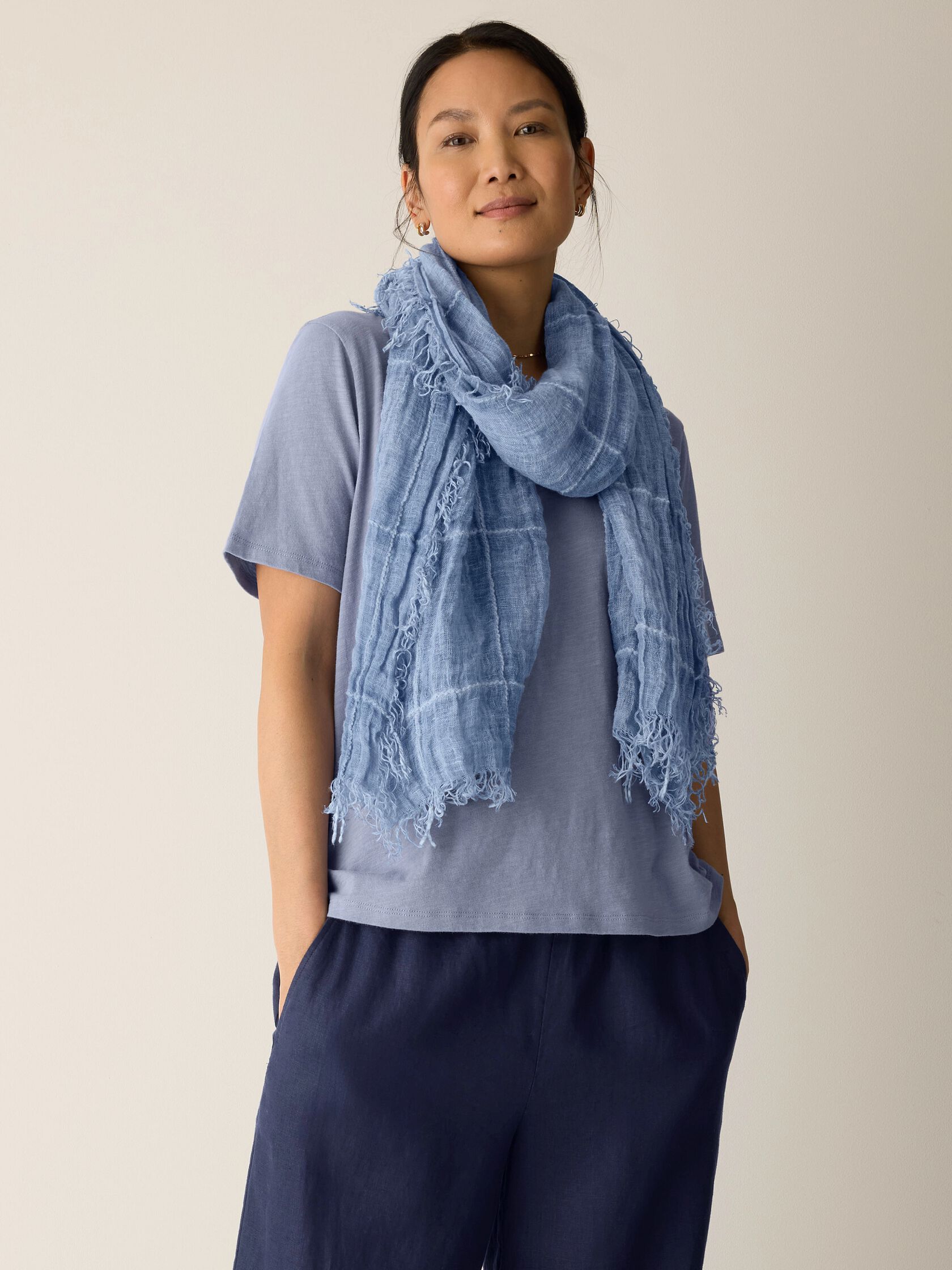 Organic Linen Cotton Squares Scarf