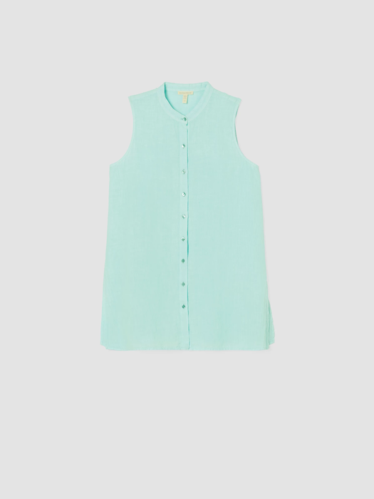 Garment-Dyed Organic Handkerchief Linen Sleeveless Shirt