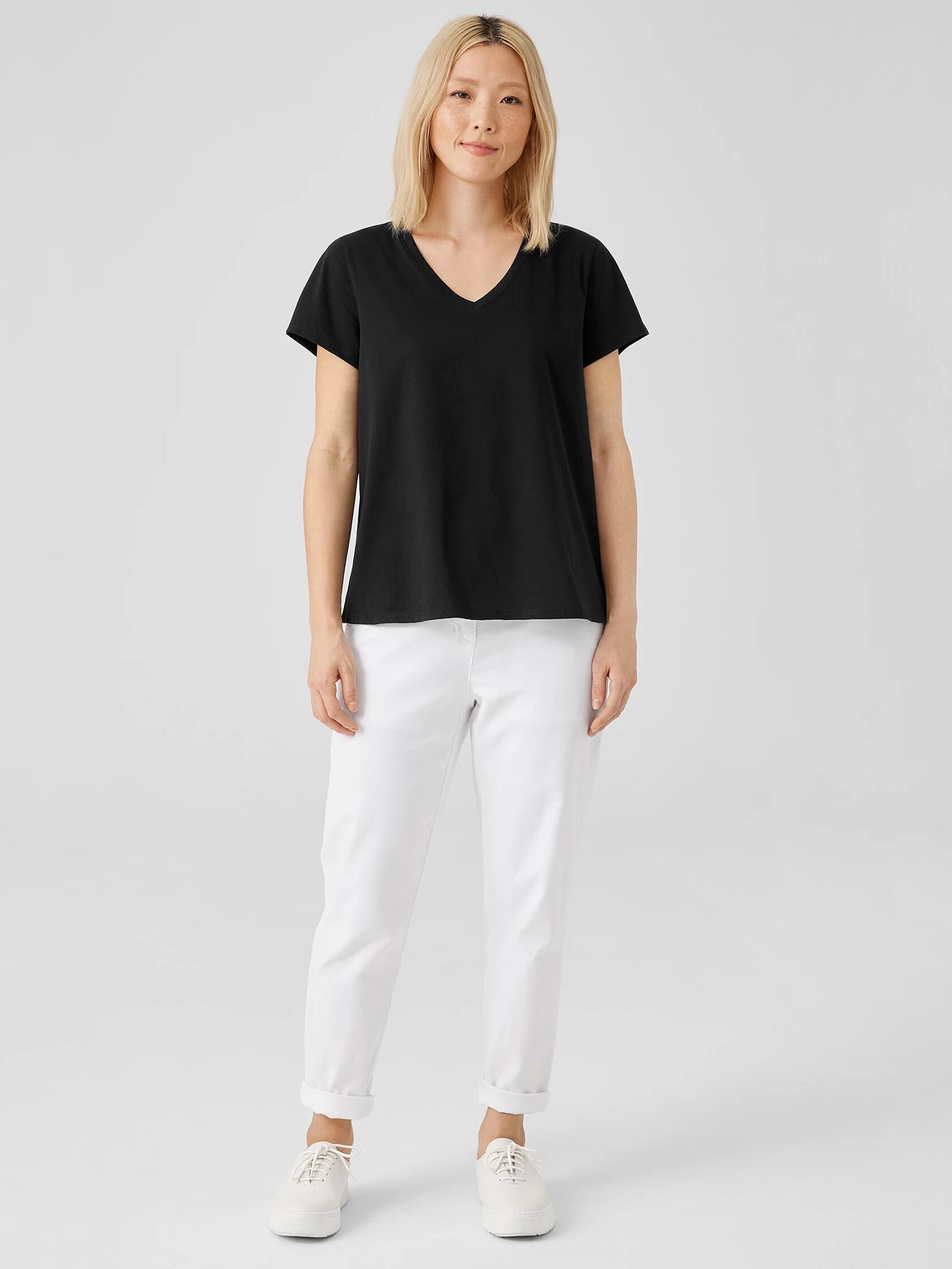 Organic Pima Cotton Jersey V-Neck Tee