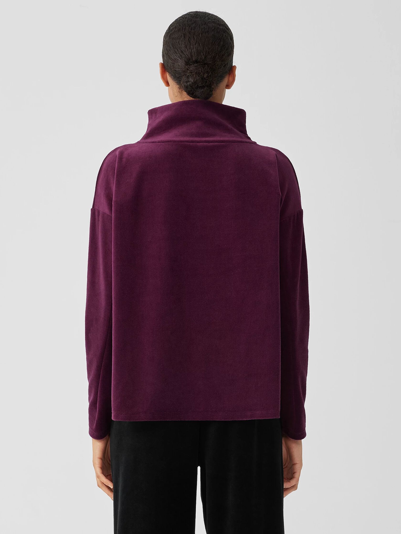 Cotton Velour Funnel Neck Box-Top
