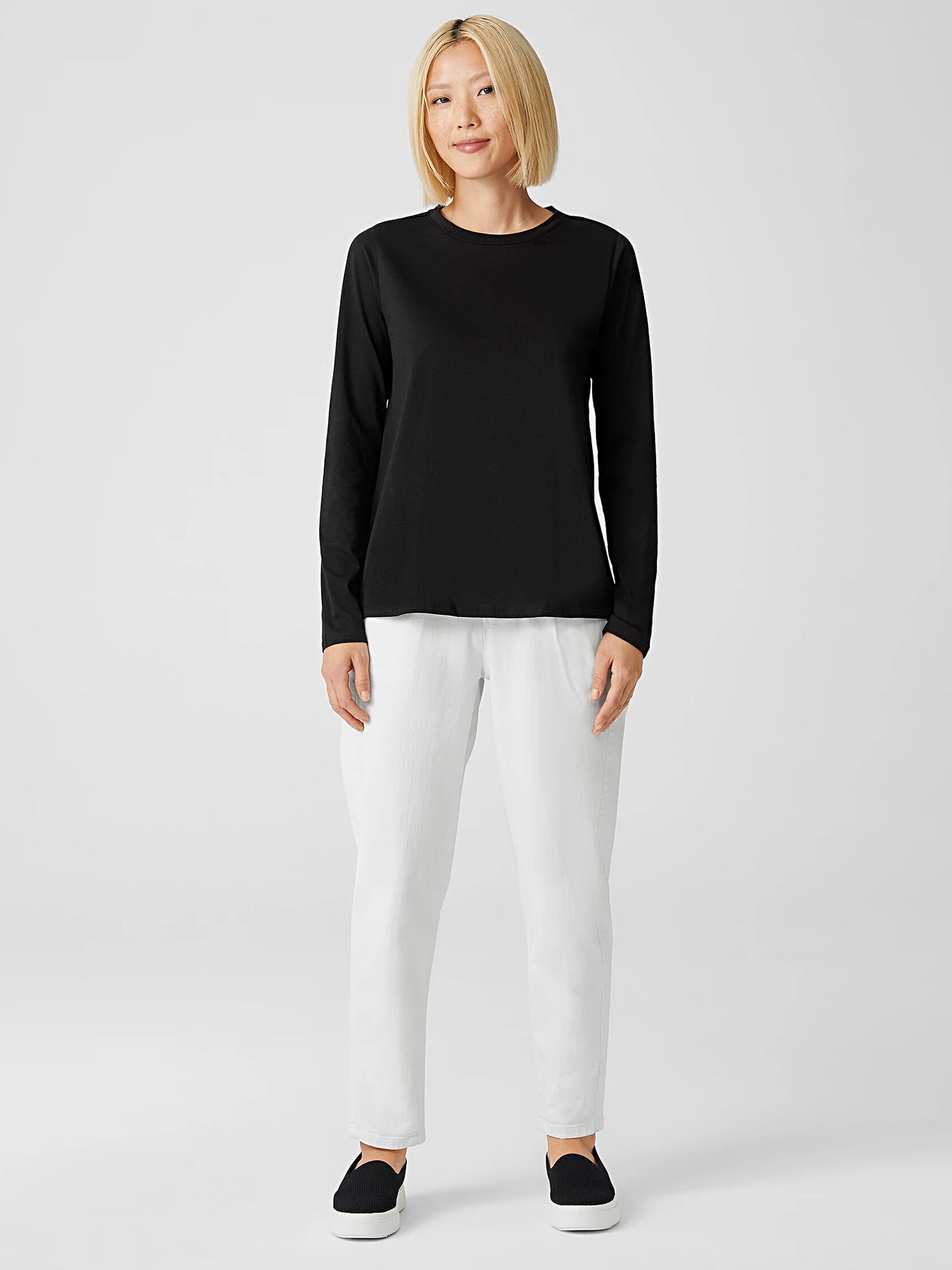 Organic Pima Cotton Jersey Round Neck Top