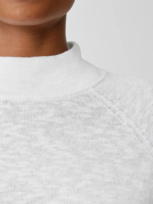 Organic Cotton Linen Slub Funnel Neck Top