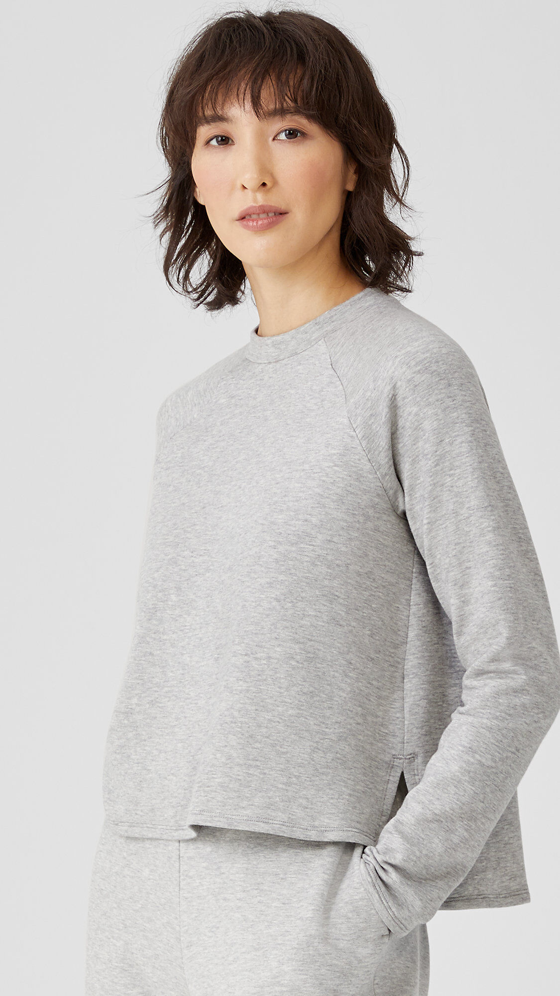 Cozy Brushed Terry Hug Raglan-Sleeve Box-Top