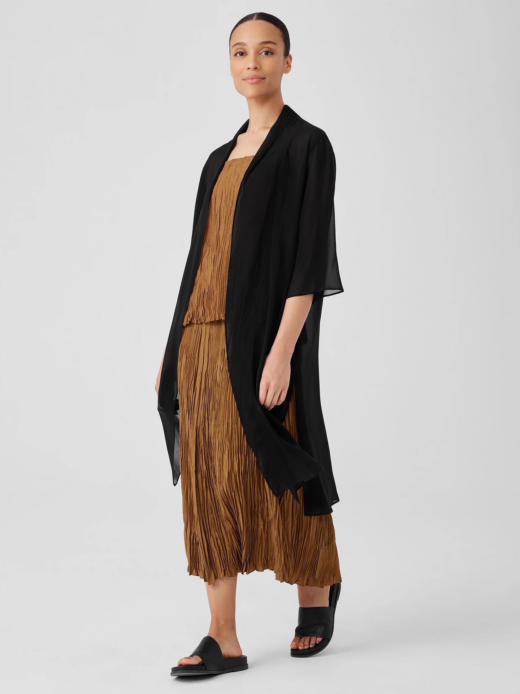 Sheer Silk Georgette High Collar Jacket