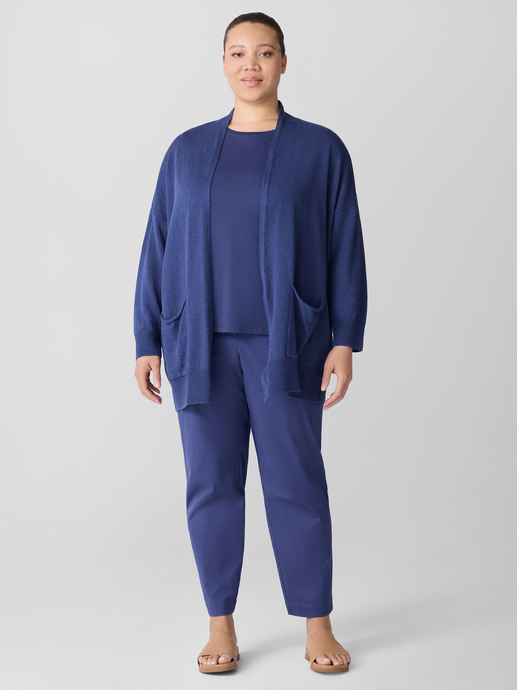 Organic Linen Cotton Cord Long Cardigan