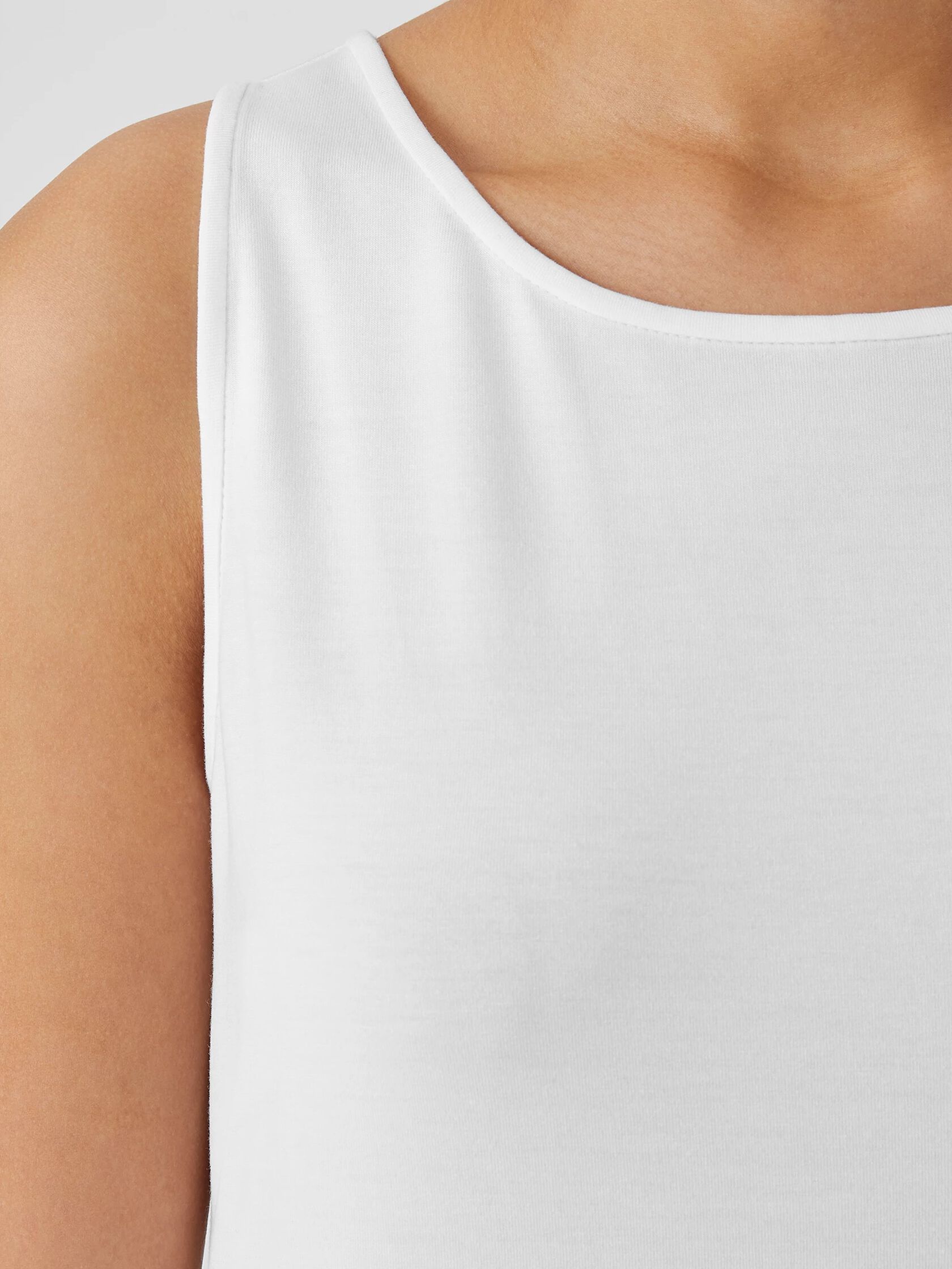 Stretch Jersey Knit Jewel Neck Tank