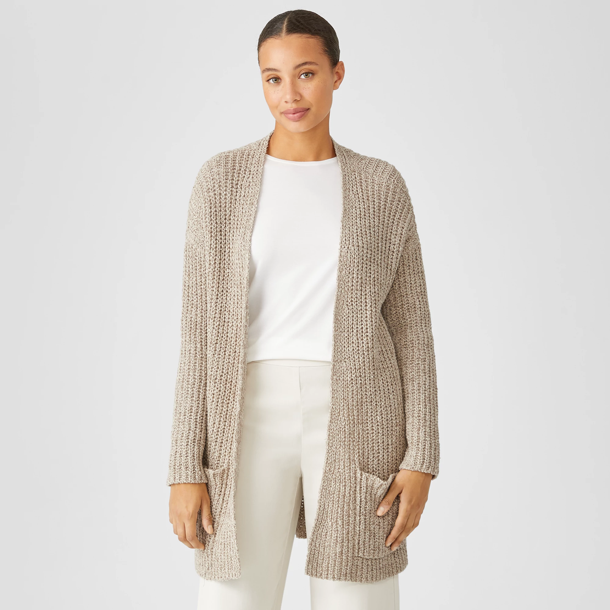 Peruvian Organic Cotton Boucle Cardigan 