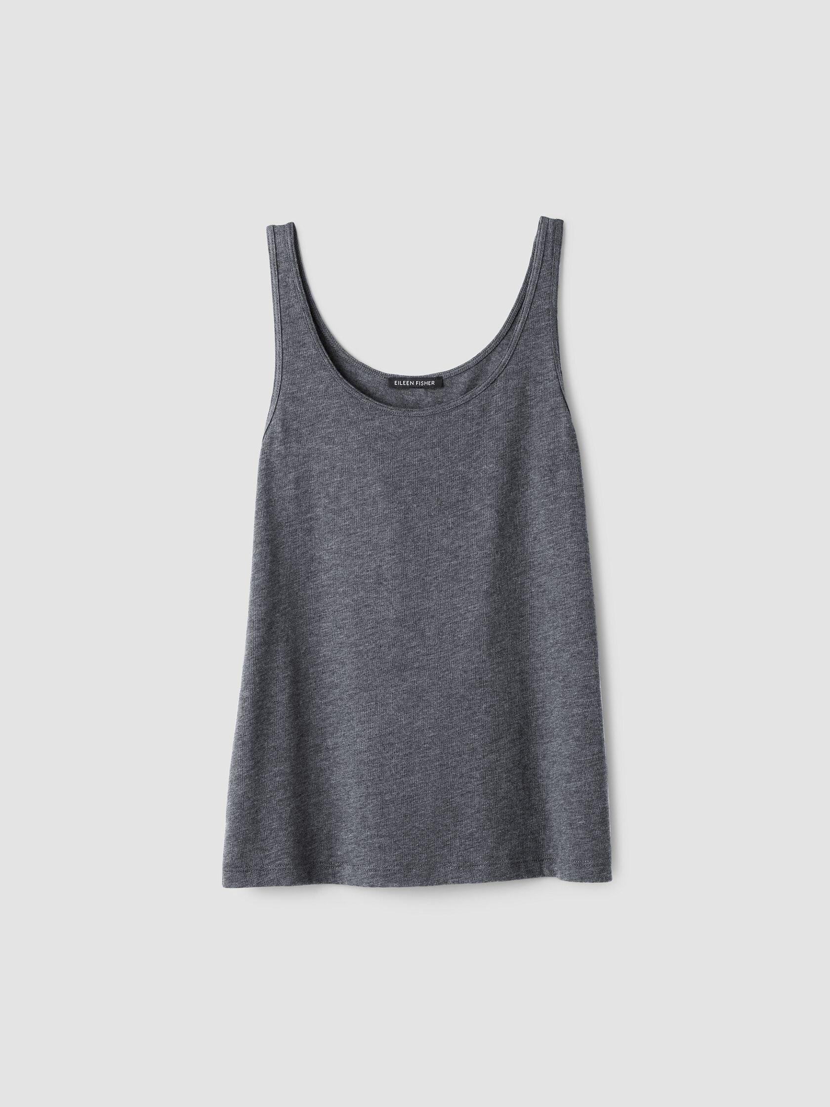 M&eacute;lange Sheer Cotton Blend Knit Scoop Neck Tank