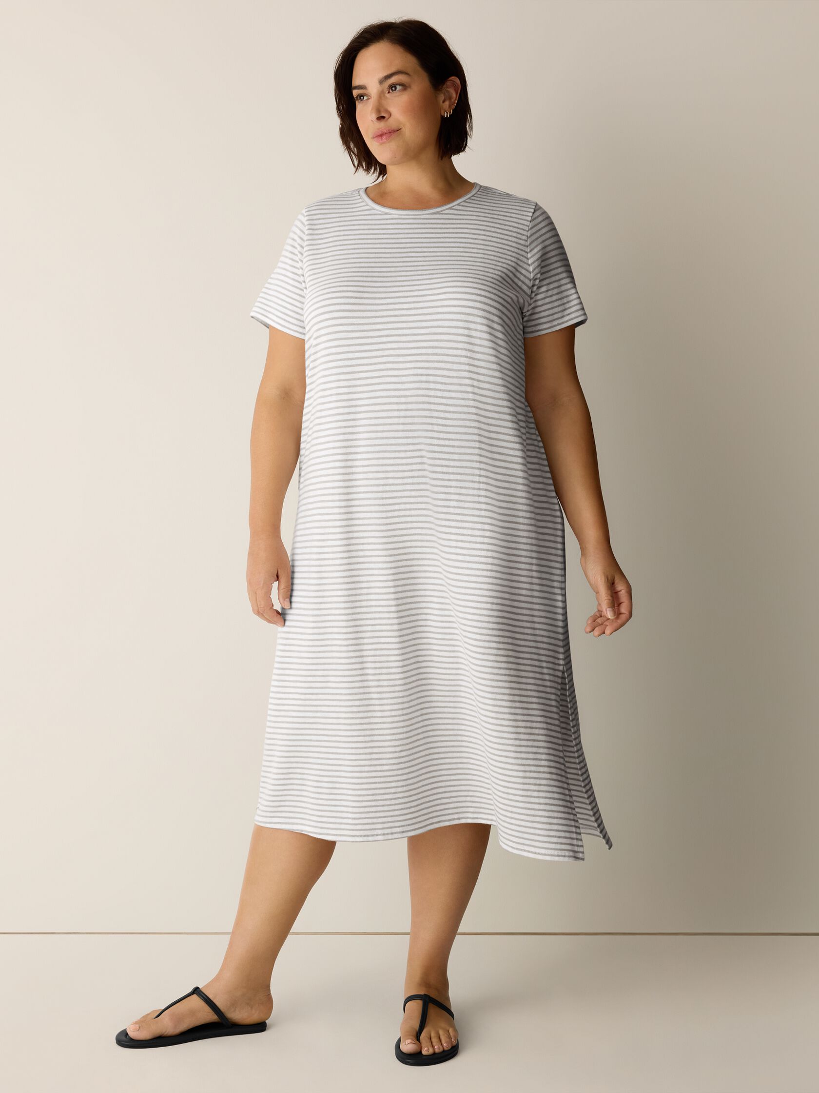 Striped Organic Cotton Slub Tee Dress