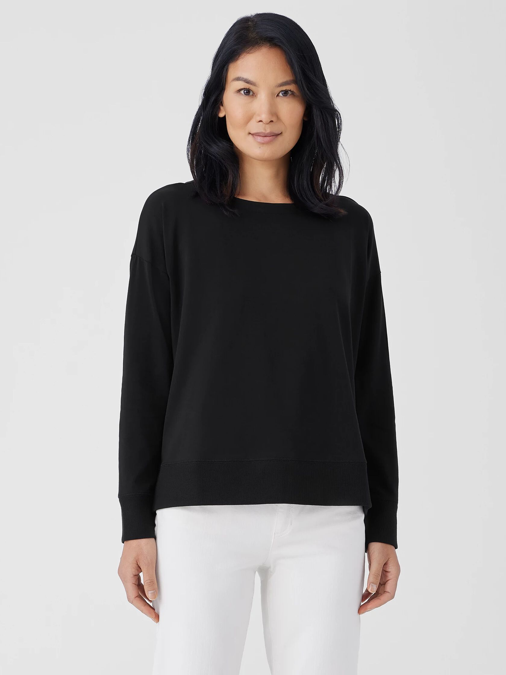 Pima Cotton Stretch Jersey Bateau Neck Top