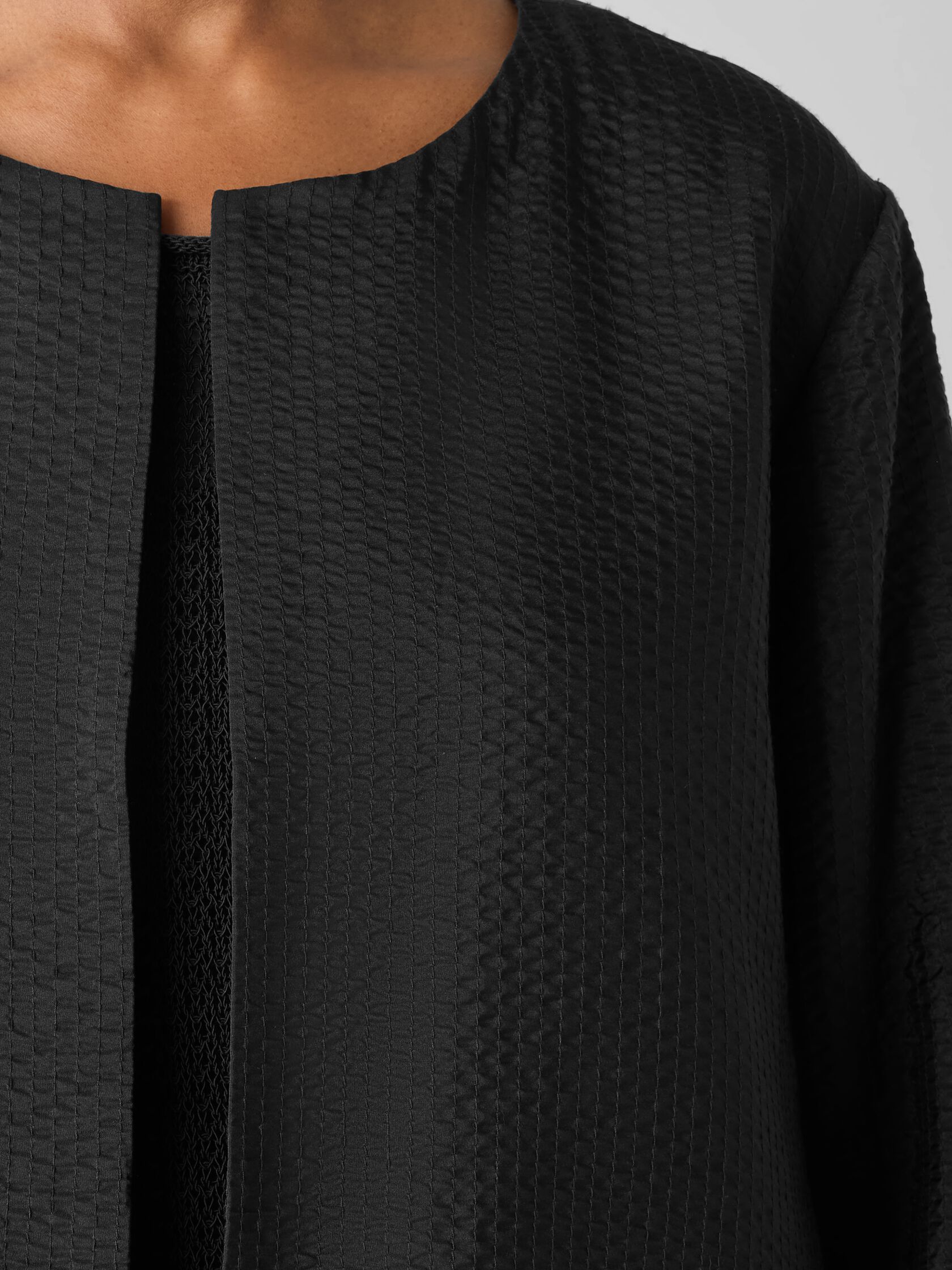 Quilted Silk Round Neck Jacket