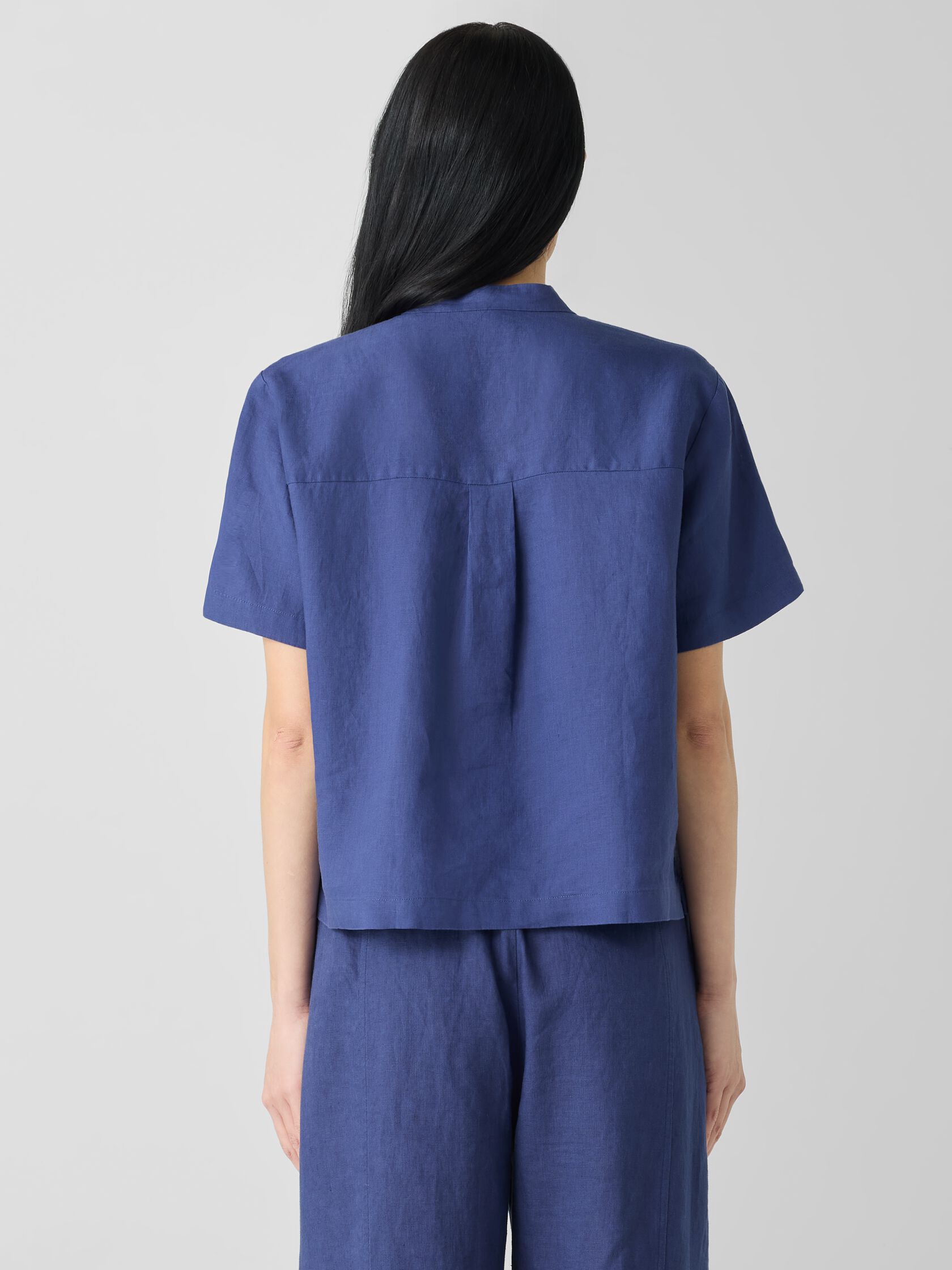 Organic Handkerchief Linen Band Collar Shirt
