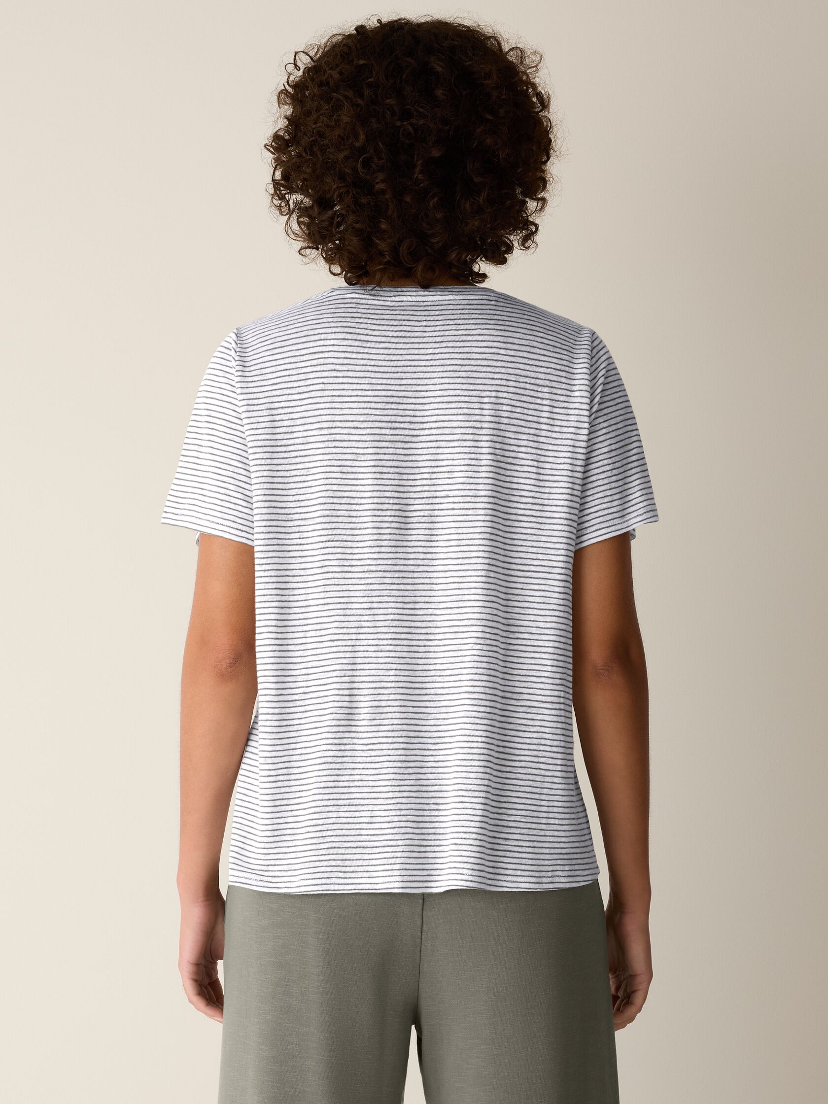 Striped Organic Linen Jersey Crew Neck Tee