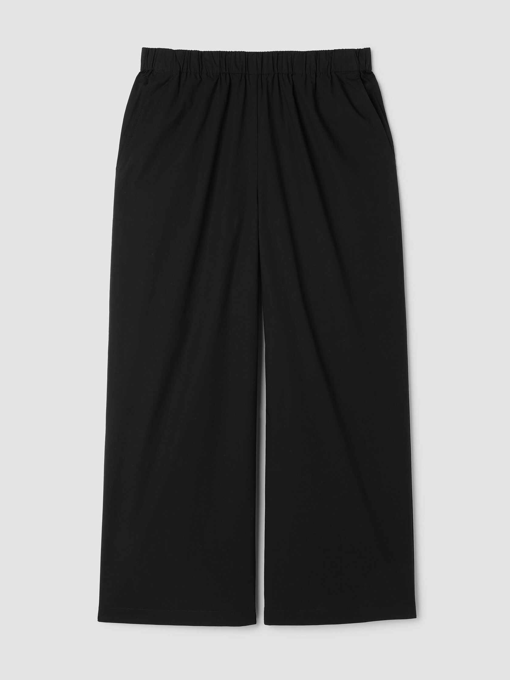 Stretch Organic Cotton Poplin Wide-Leg Pant