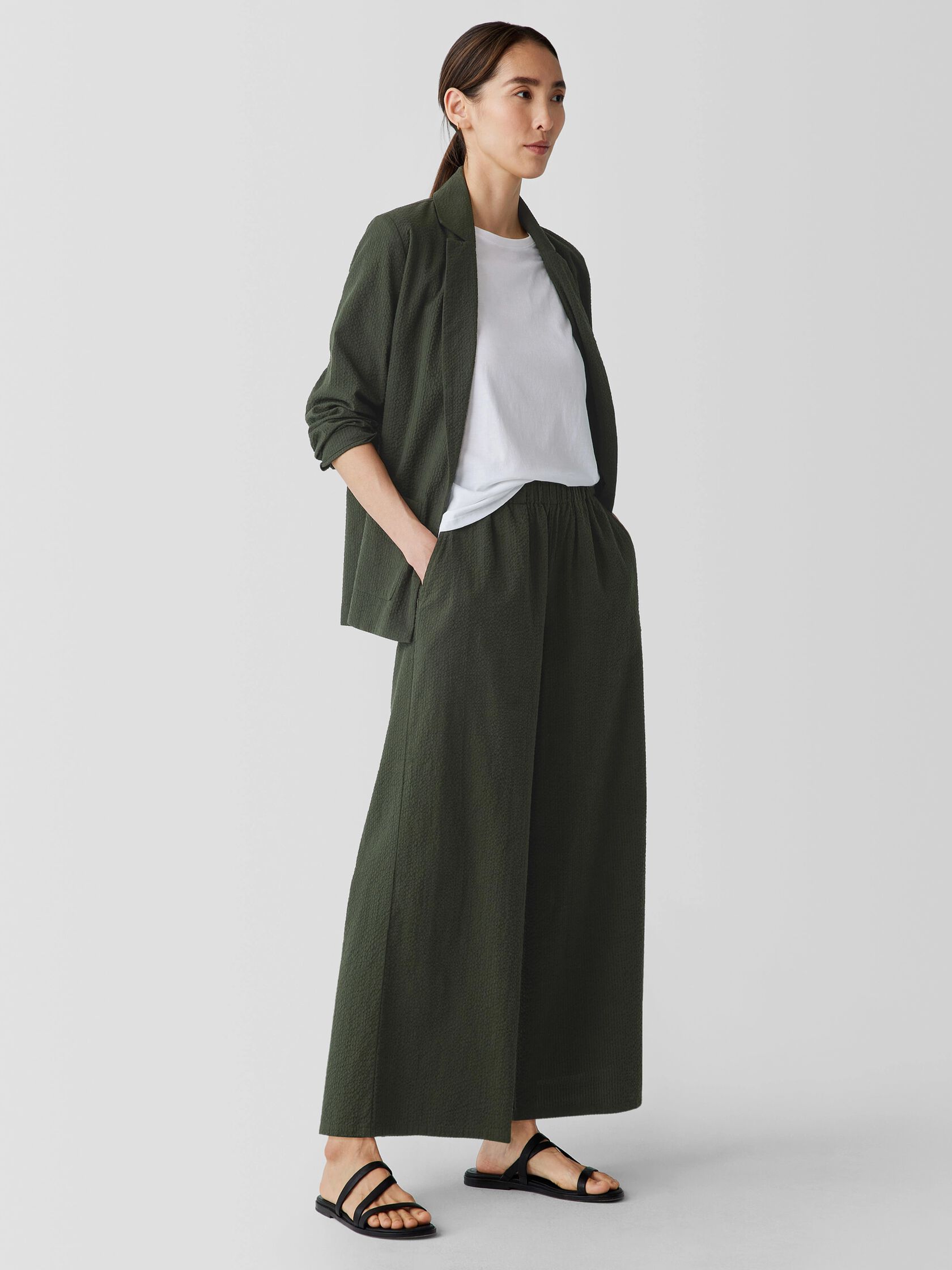 Organic Cotton Ripple Wide-Leg Pant