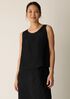 Textured Silk Jacquard Ballet Neck Tank