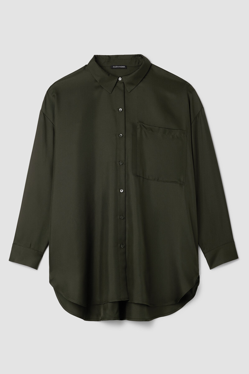 Silk Twill Classic Collar Long Shirt Silk Twill Classic Collar Long Shirt