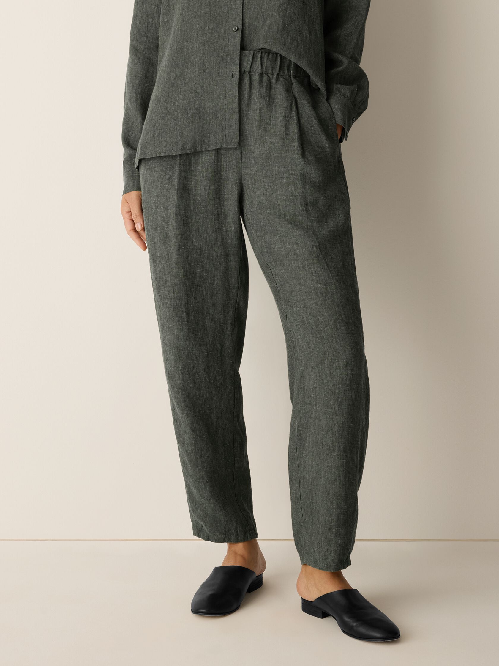 Washed Organic Linen Délavé Lantern Pant