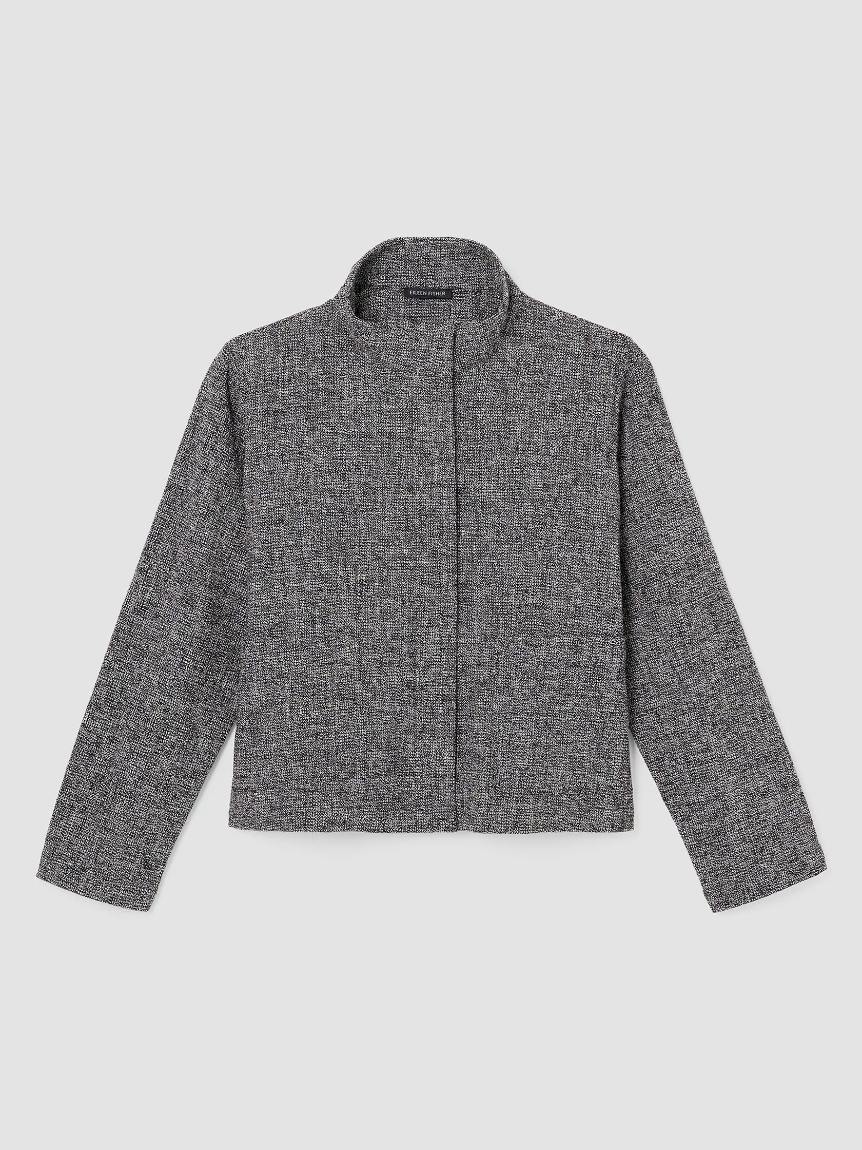 Organic Cotton Tweed Stand Collar Jacket