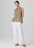 Puckered Organic Linen Sleeveless Shirt