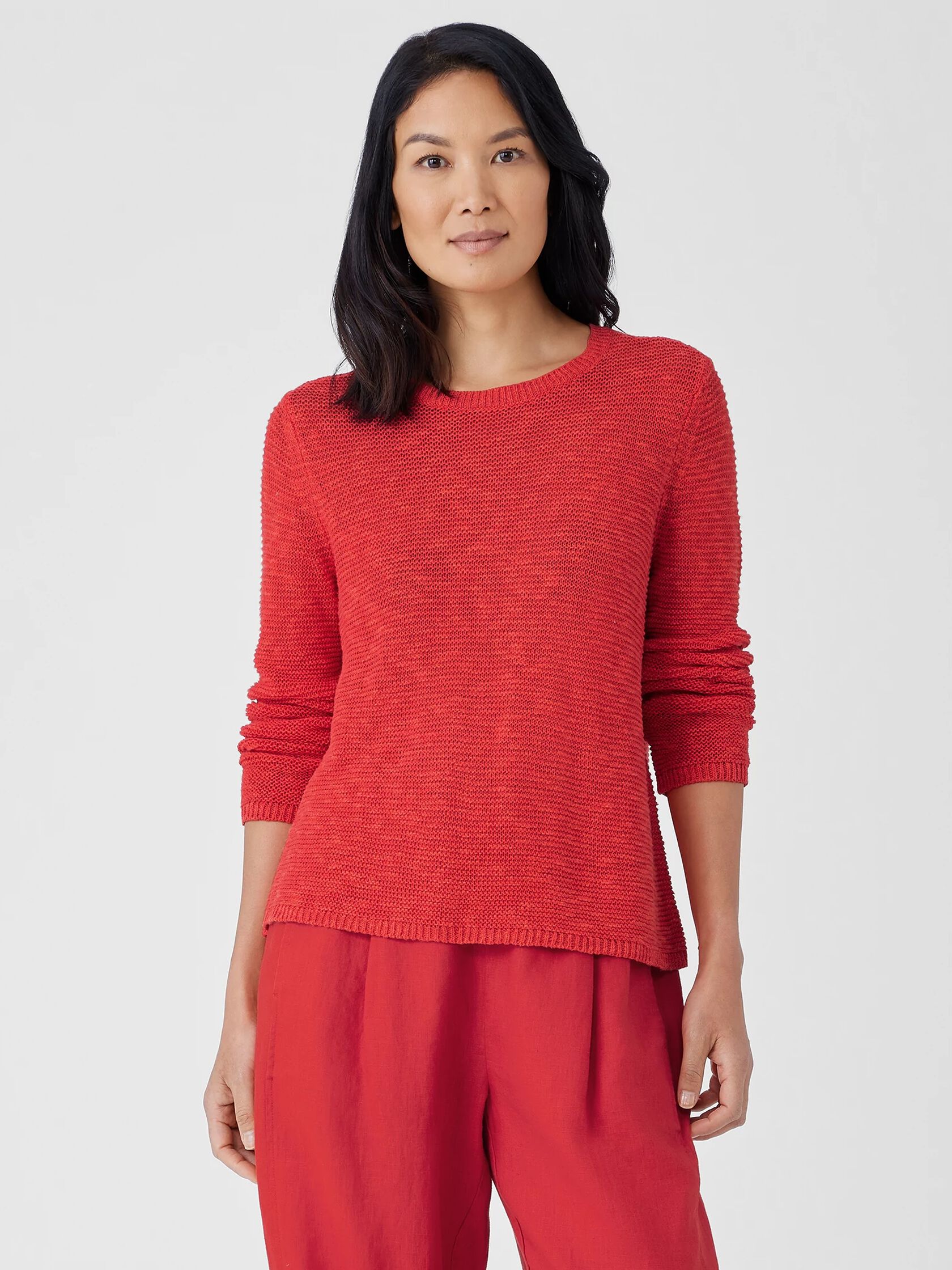 Organic Linen Cotton Slub Crew Neck Top