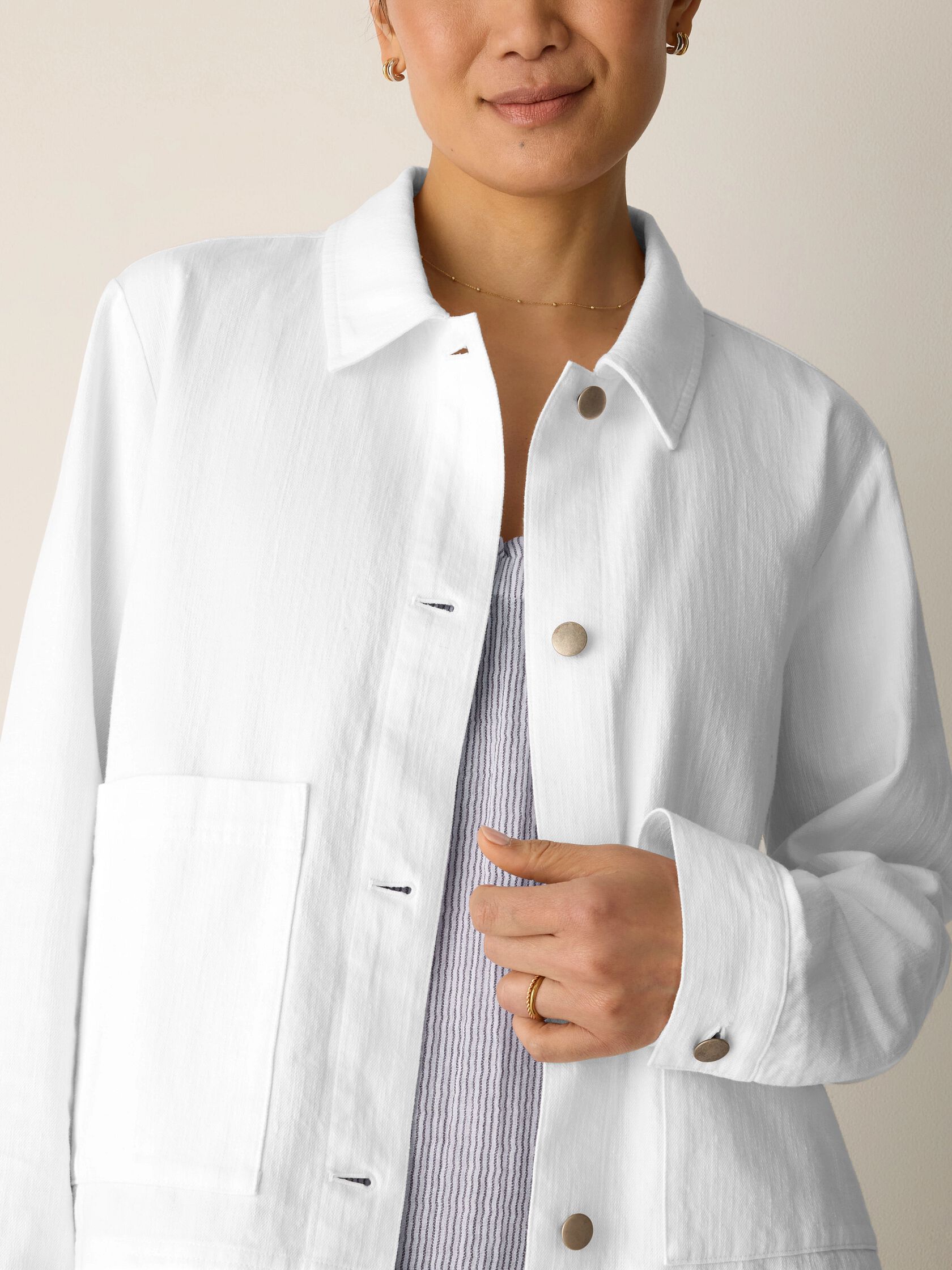 Slubby Organic Cotton Linen Classic Collar Jacket