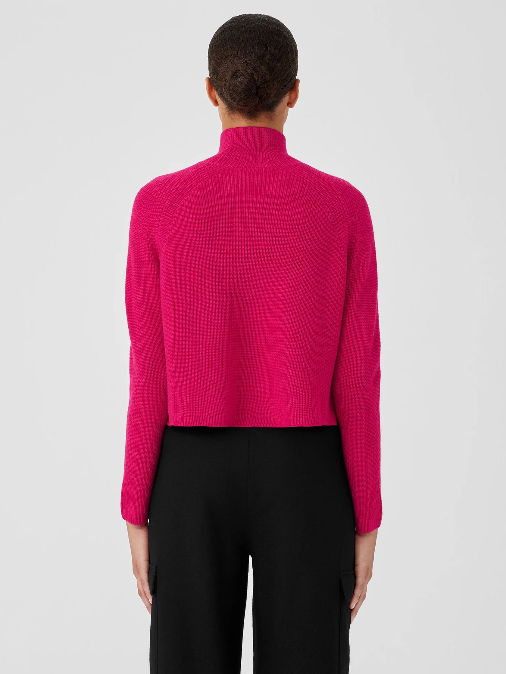 Merino Cropped Turtleneck Top in Regenerative Wool