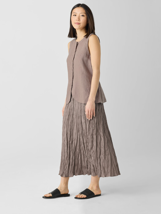 Crushed Silk Flared Skirt