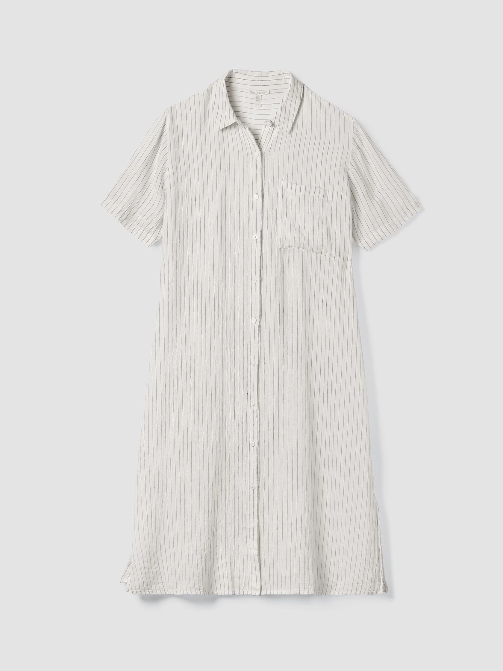 Puckered Organic Linen Shirtdress