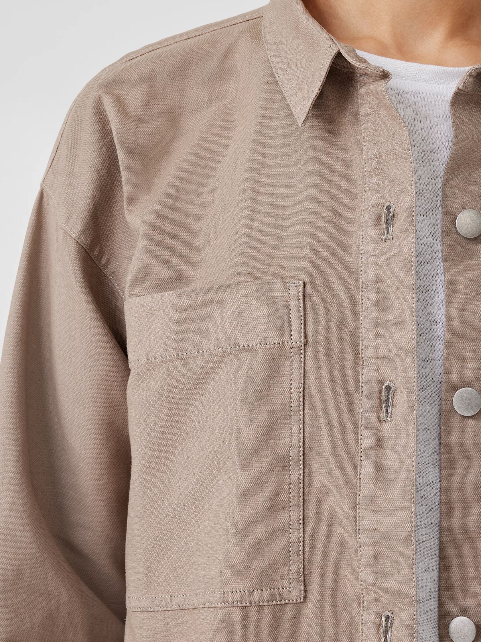 Cotton Hemp Stretch Shirt Jacket