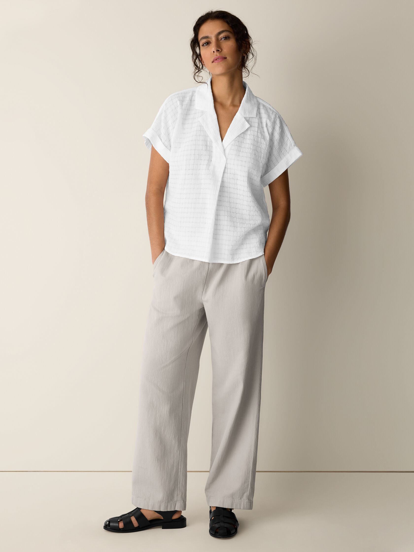 Organic Cotton Voile Box Notch Collar Shirt