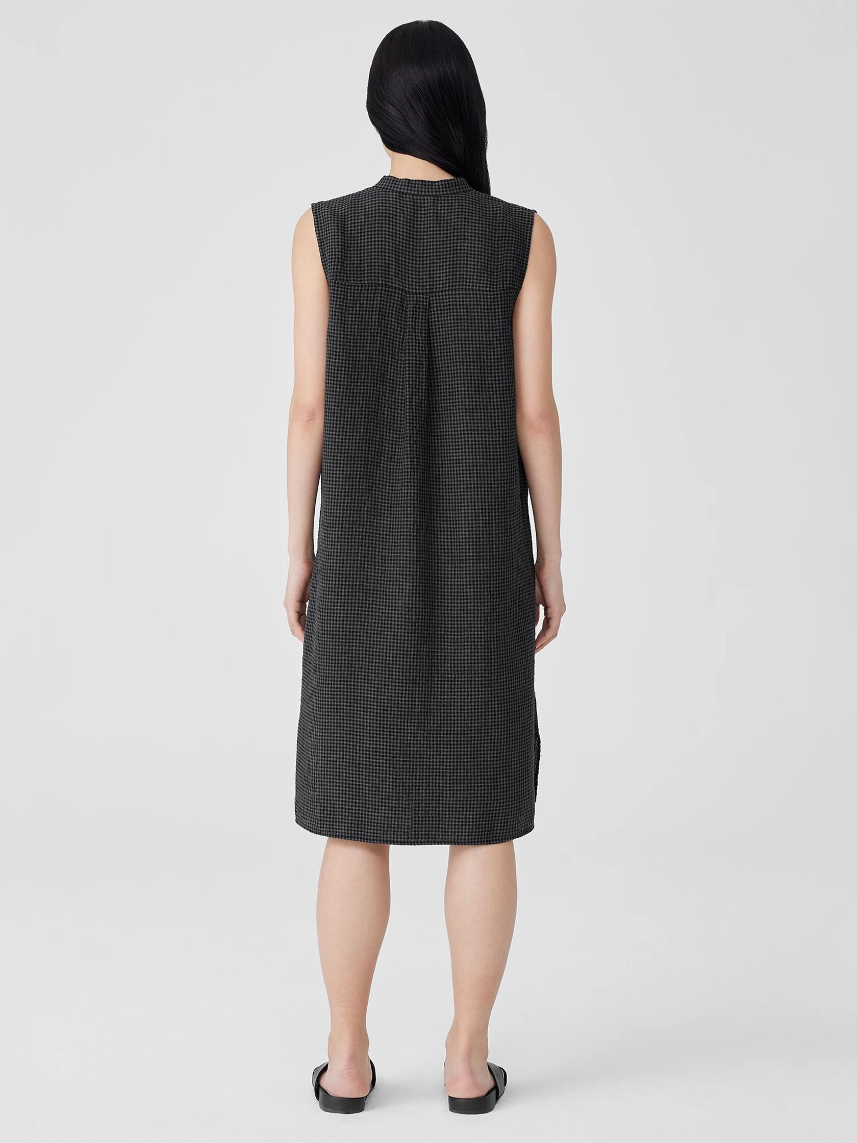 Puckered Organic Linen Sleeveless Dress