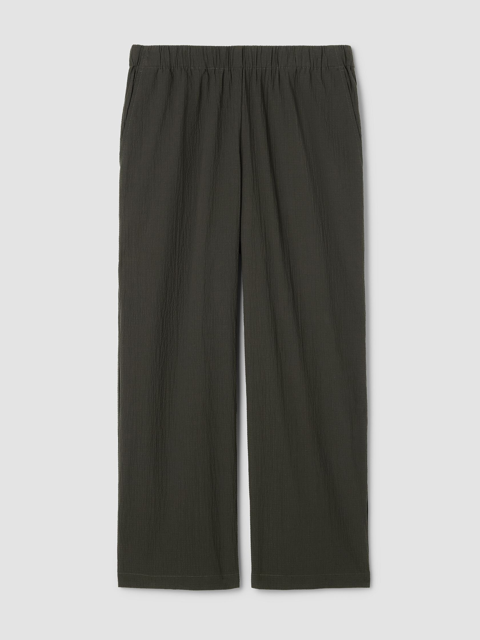 Organic Cotton Pucker Wide-Leg Pant
