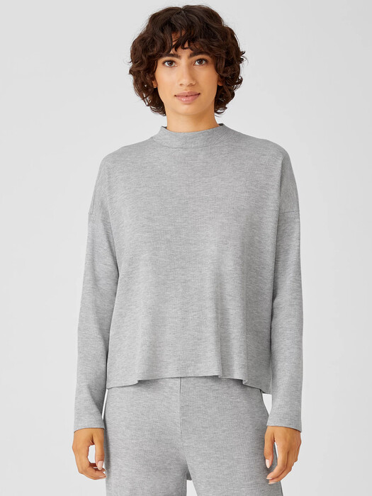 Cozy Waffle Knit Mock Neck Box-Top