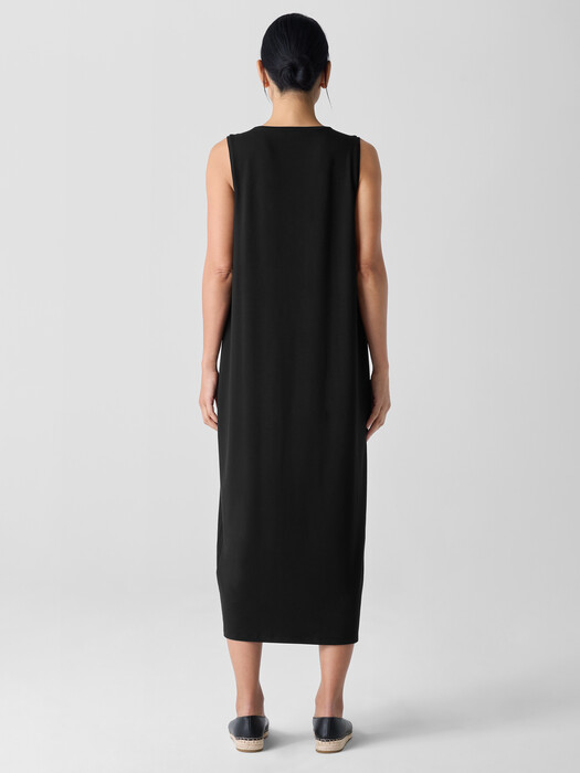 Stretch Jersey Knit Round Neck Dress
