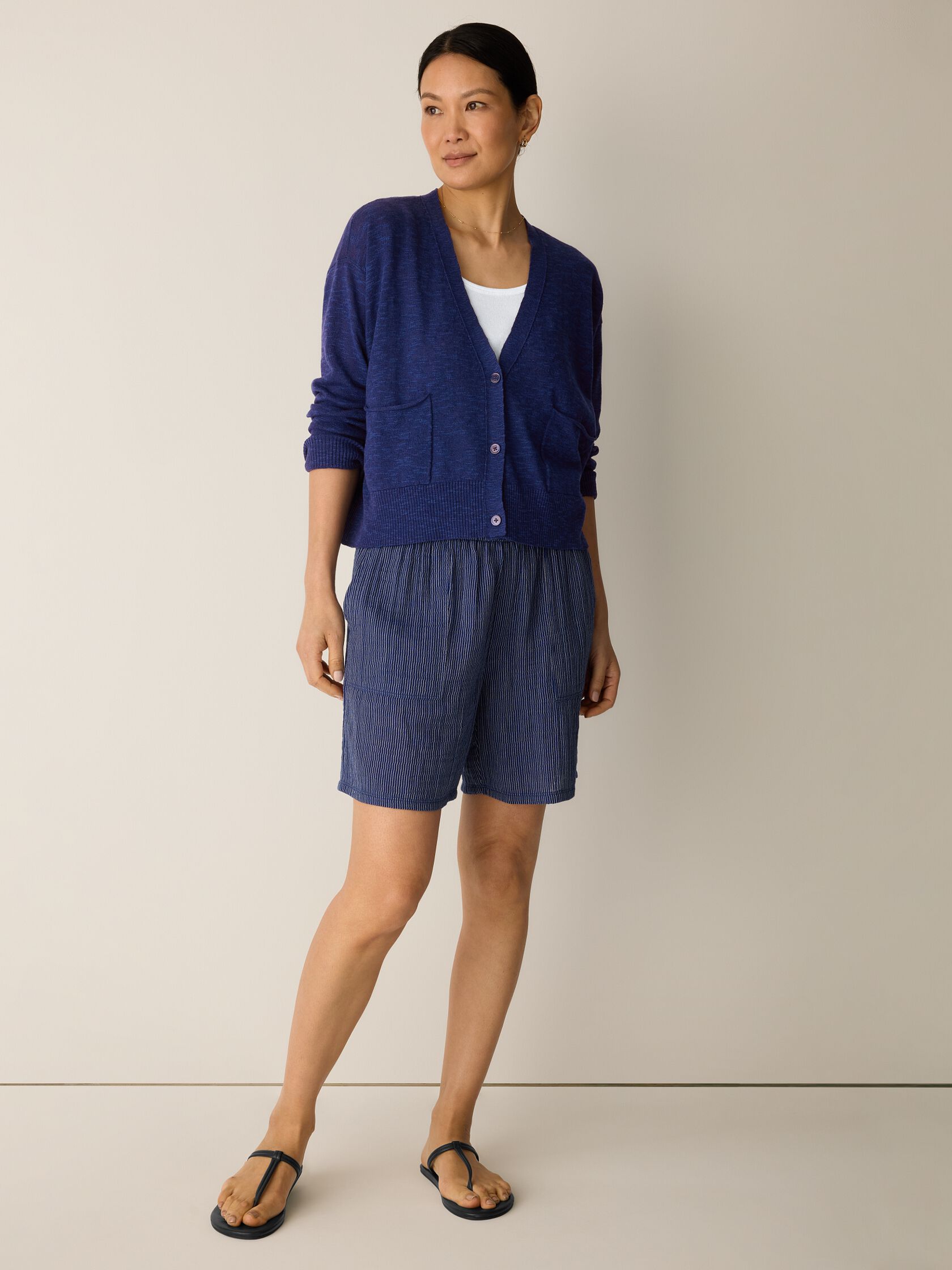 Organic Linen Cotton Slub Slouchy Cardigan