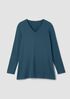 Fine Stretch Jersey Knit V-Neck Long Top